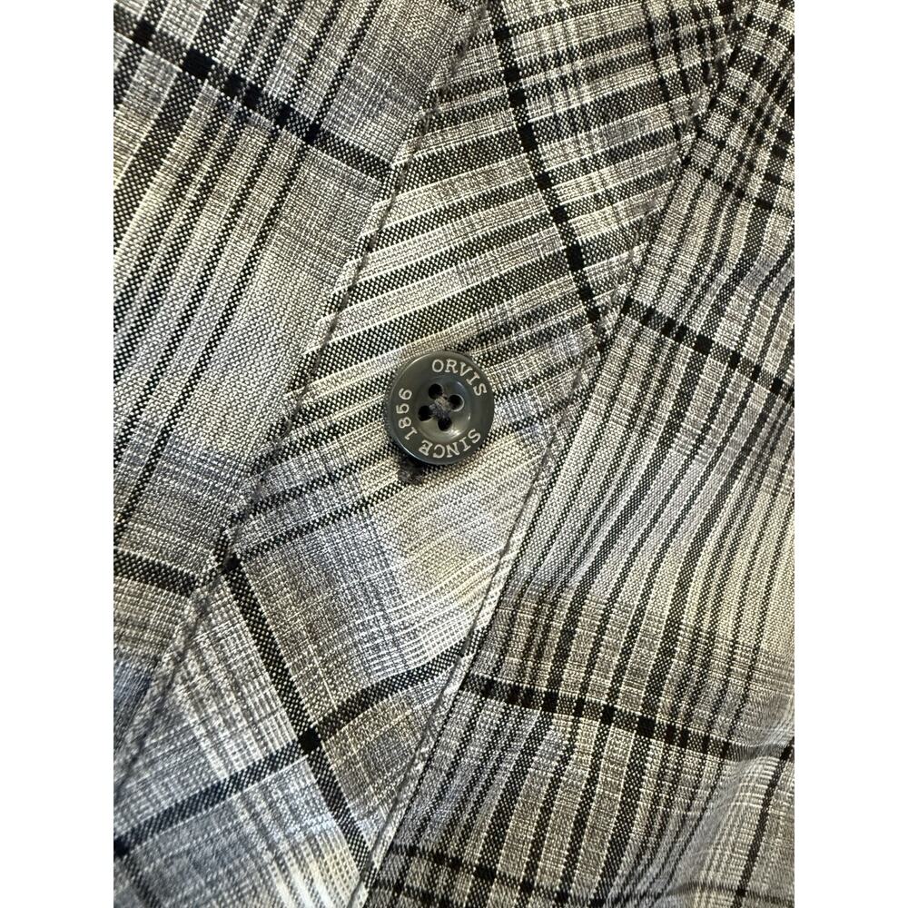 Orvis Men’s XXL Button Down Short Sleeve Gray & White Plaid Shirt EUC - Picture 3 of 7